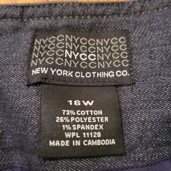 NYCC New York Clothing Co Blue Jean Denim Skirt 16W Cotton Blend Stretch Modest - Picture 3 of 3
